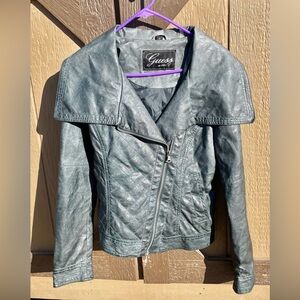 GUESS Women's Gray Faux Leather Jacket